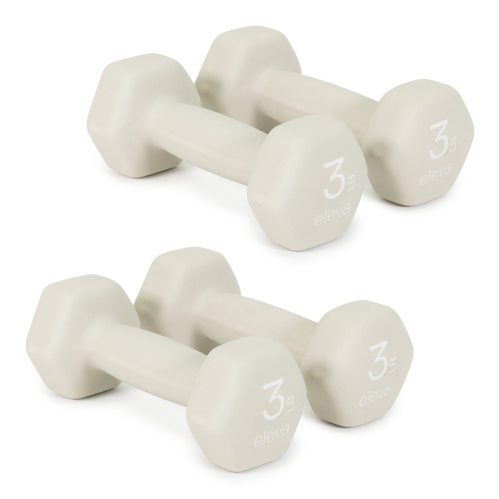 Foto 2 pulgar | Mancuernas Hexagonales Eleva-K4OS3 color Beige 4 PZAS Cubierto de Neopreno 3 LB