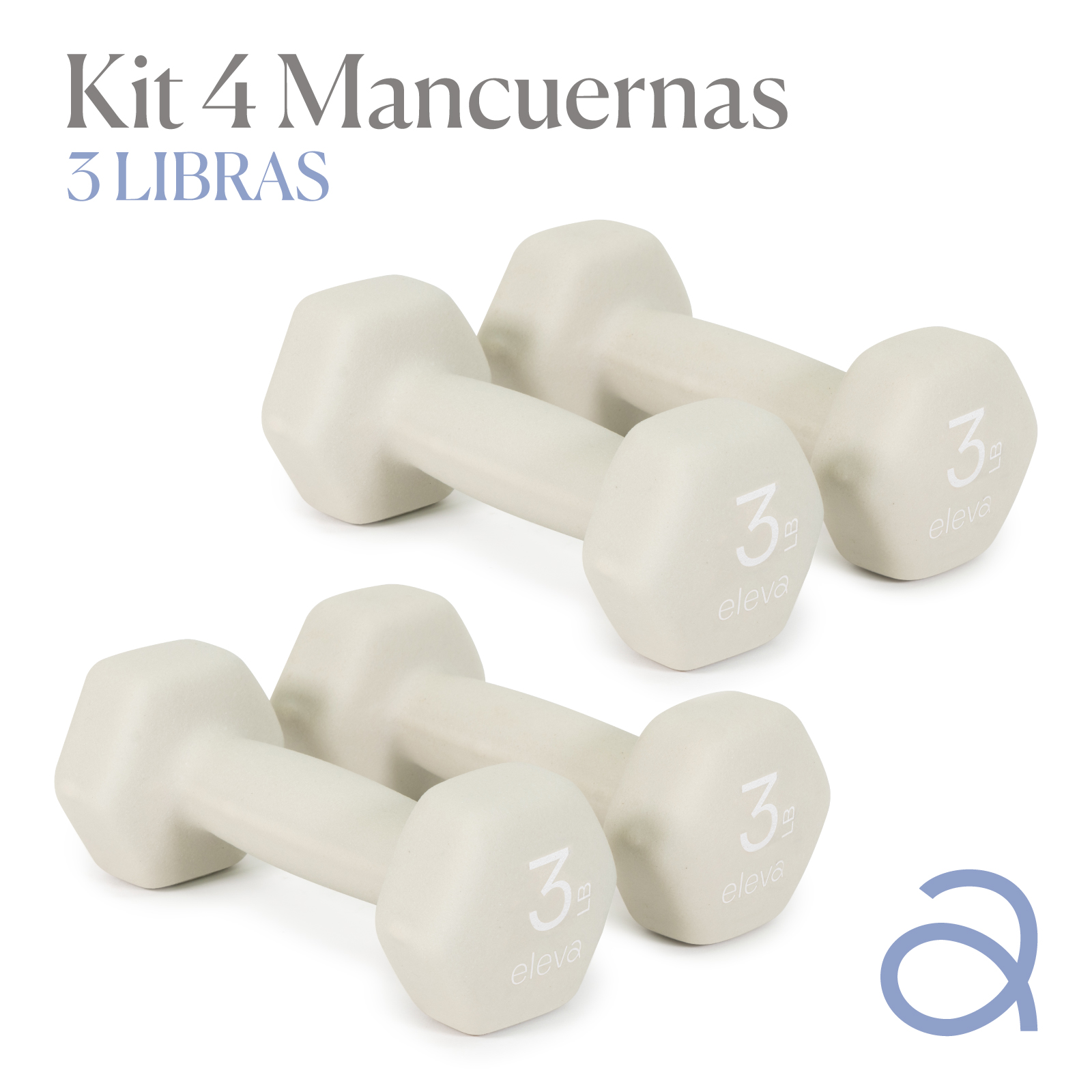 Foto 3 pulgar | Mancuernas Hexagonales Eleva-K4OS3 color Beige 4 PZAS Cubierto de Neopreno 3 LB