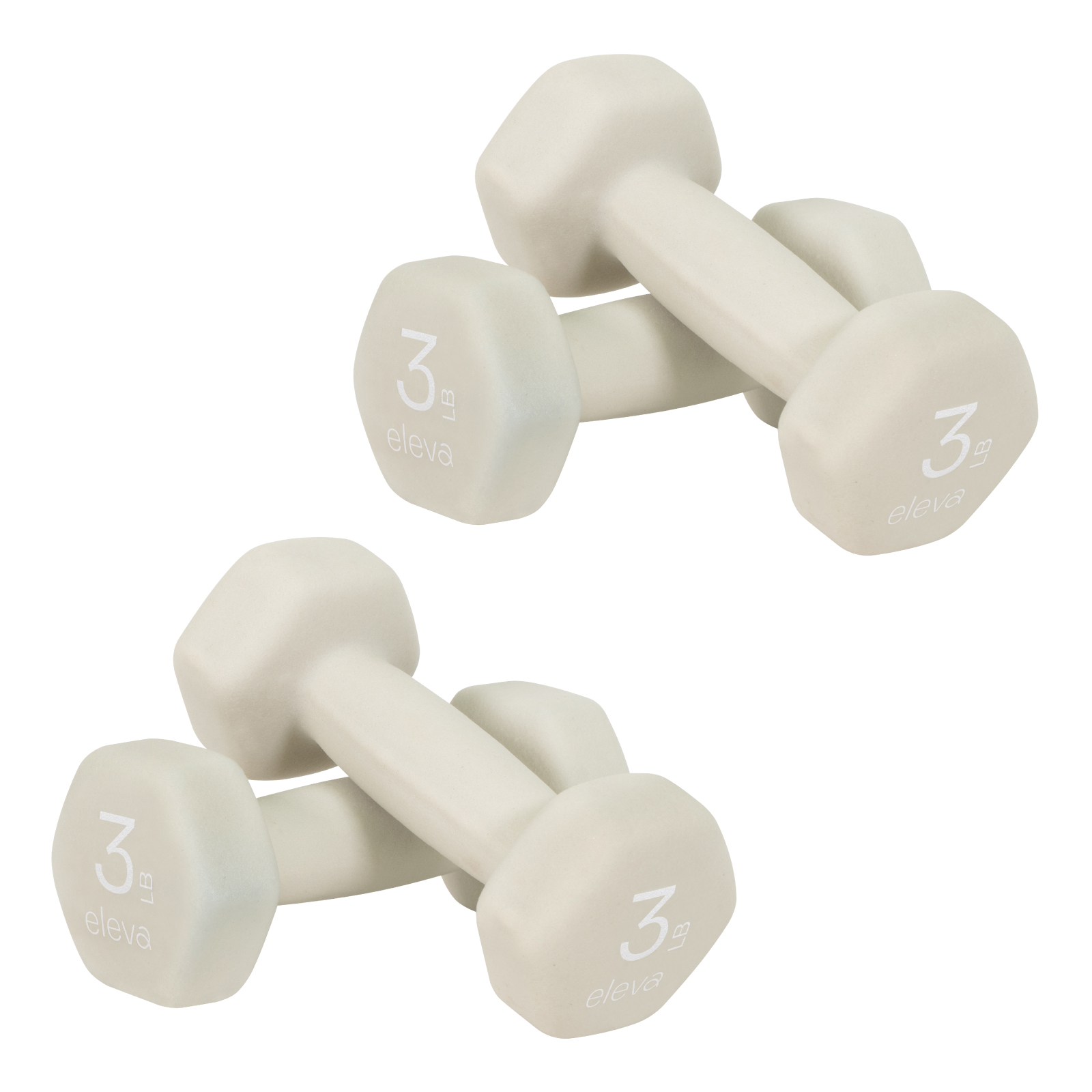Foto 4 pulgar | Mancuernas Hexagonales Eleva-K4OS3 color Beige 4 PZAS Cubierto de Neopreno 3 LB