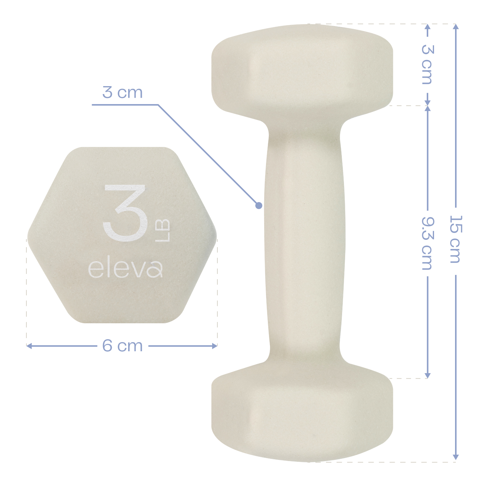 Foto 7 pulgar | Mancuernas Hexagonales Eleva-K4OS3 color Beige 4 PZAS Cubierto de Neopreno 3 LB