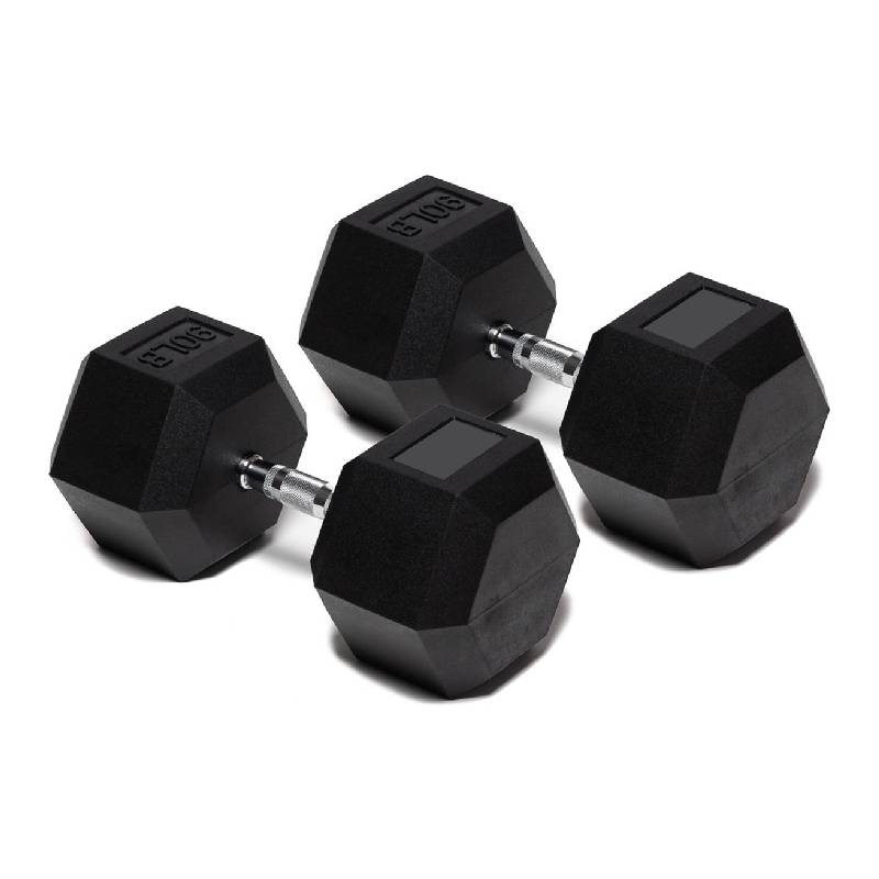 Foto 2 pulgar | Mancuernas Mdfitness en Caucho Hexagonal color Negro 90 Lb-40.8 Kg 2 Piezas