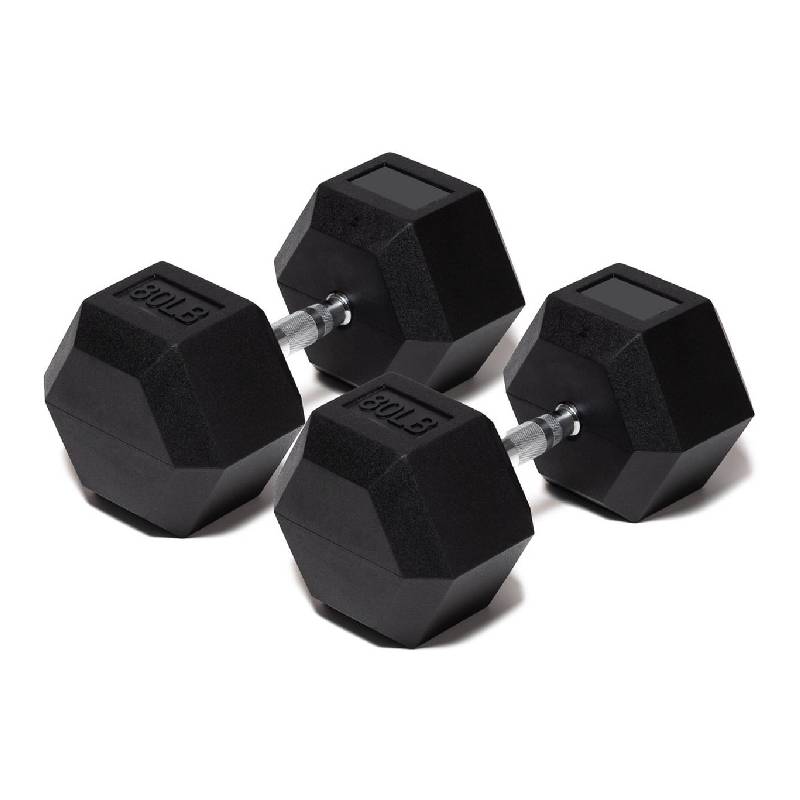 Foto 2 pulgar | Par de Mancuernas Mdfitness en Caucho Hexagonal color Negro 80 LB 36.3 K Dumbbells 2 PZAS