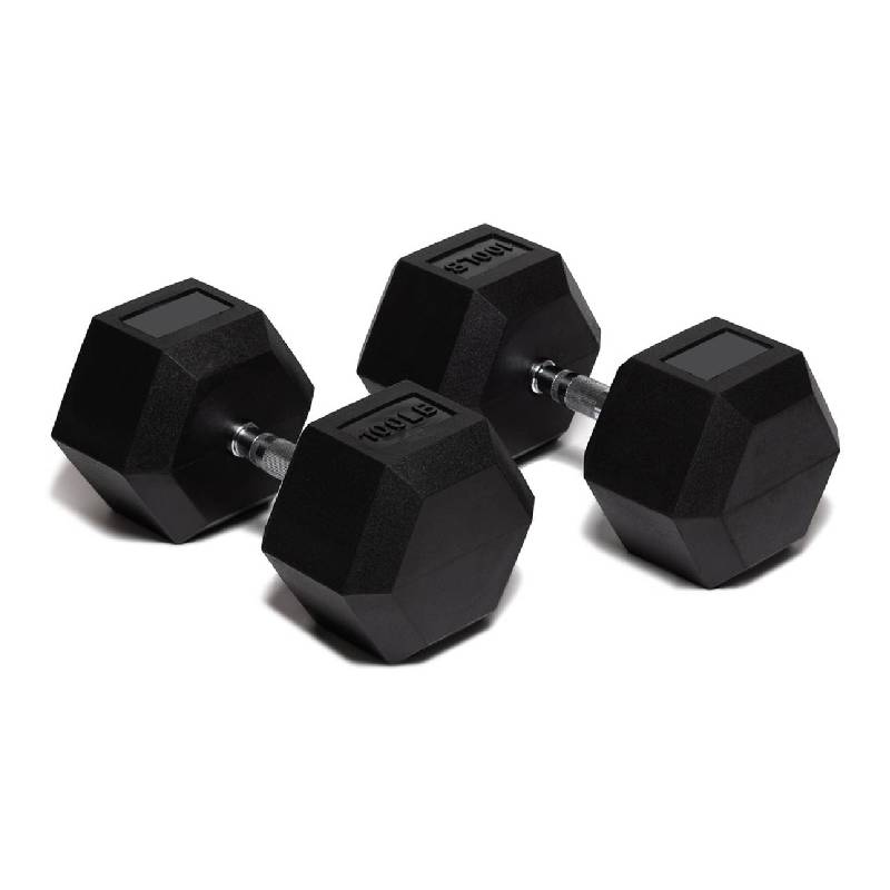 Foto 2 pulgar | Par De Mancuernas En Caucho Hexagonal Mdfitness 100 Lb-45.3 Kg Dumbbells 2 Piezas