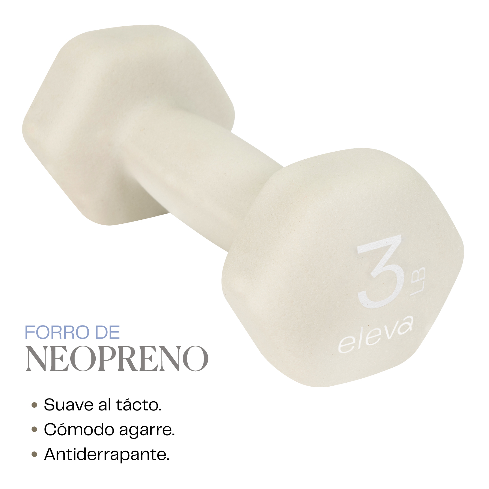 Foto 6 pulgar | Par de Mancuernas Hexagonales ELEVA-KOS3 Beige con Forro de Neopreno 3 LB