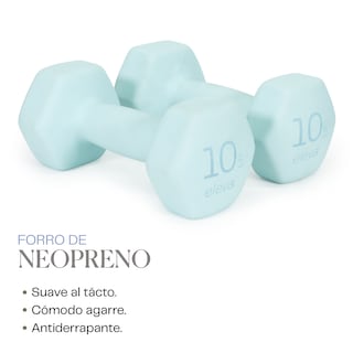 Foto 4 | Set de 2 Mancuernas Hexagonales ELEVA-KOS10 color Aguamarina con Forro de Neopreno 10 LB