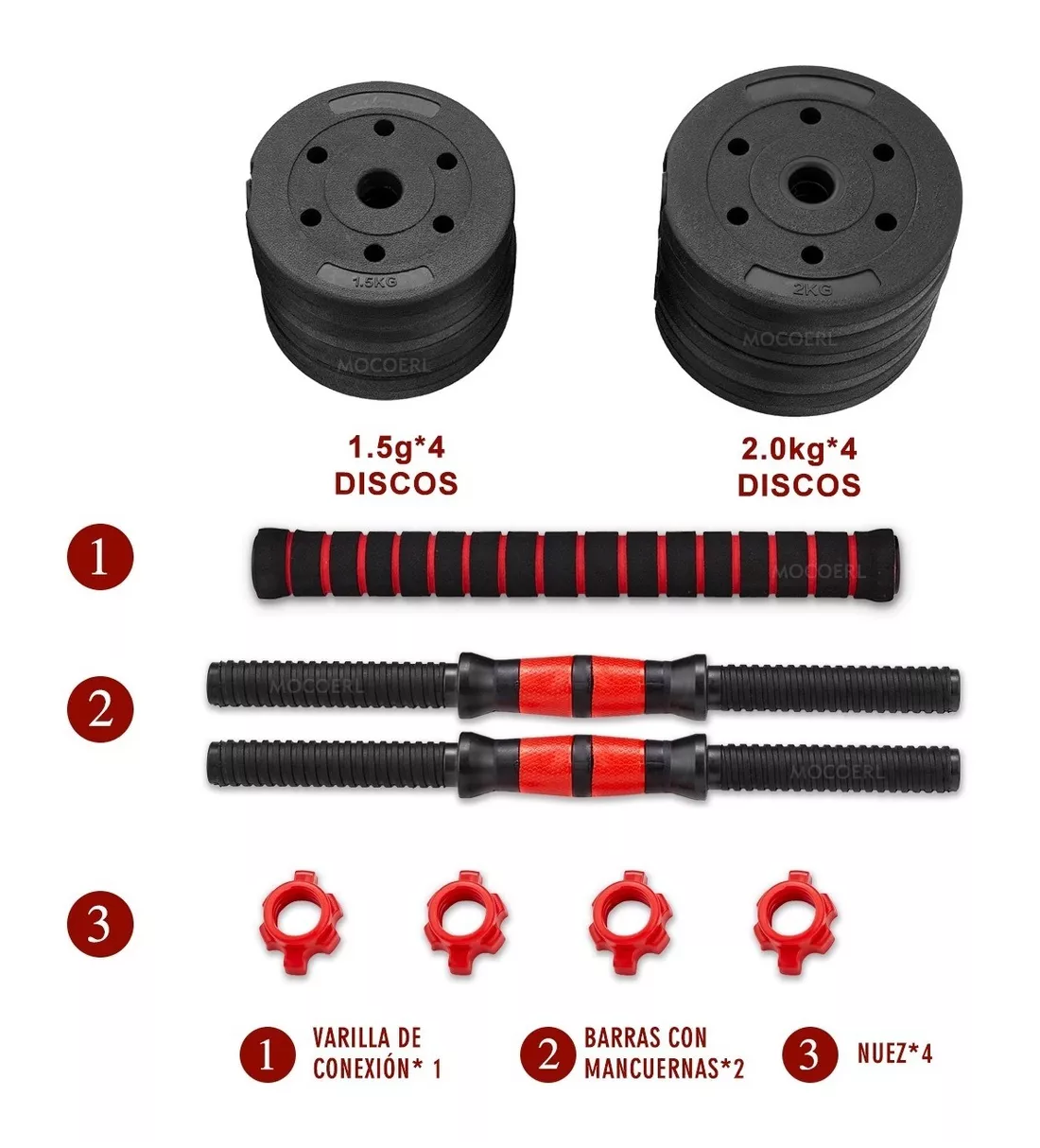 Foto 2 | Kit de Mancuernas Pesas y Barra Recta Ajustable Eo Safe Imports Esi-7413 Multicolor