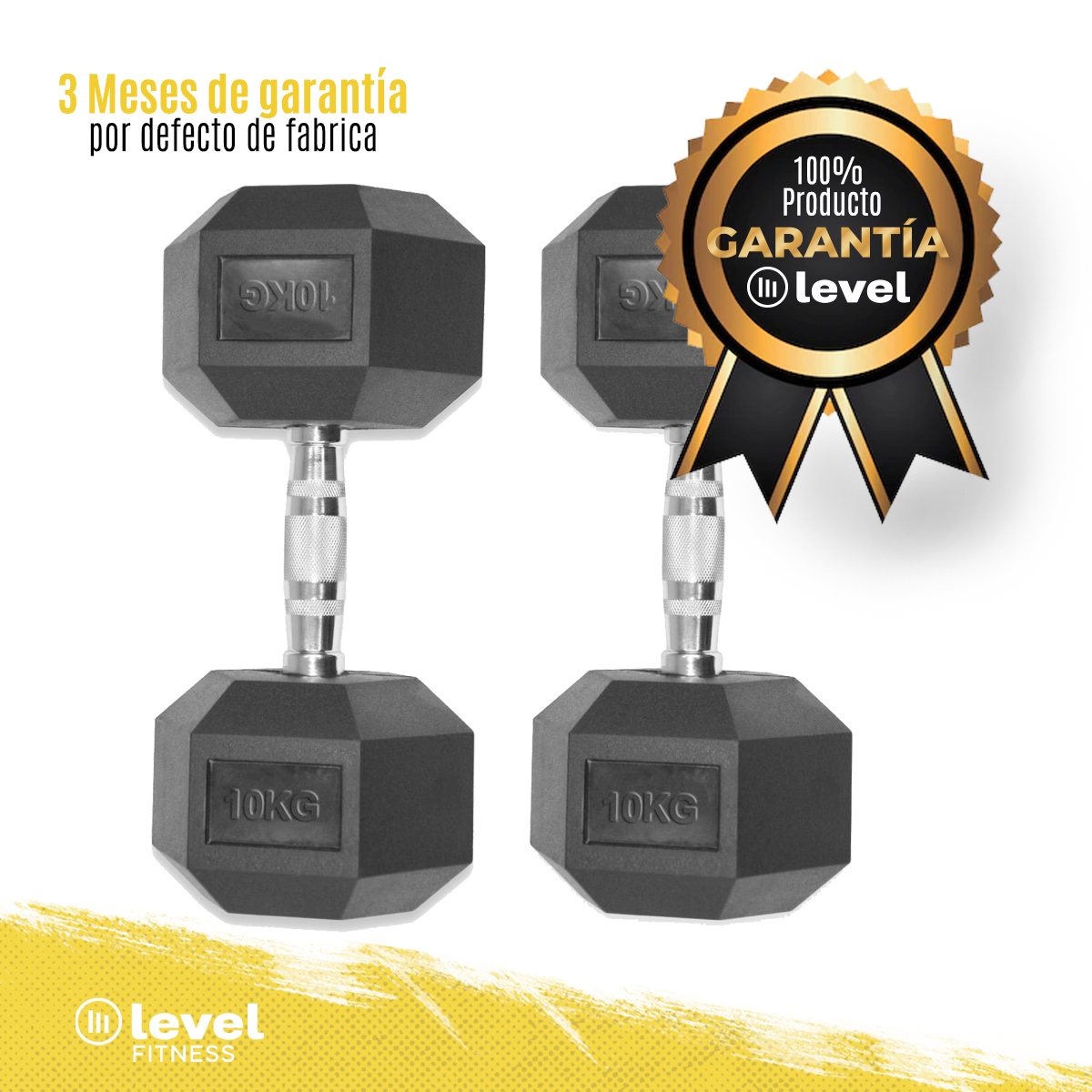 Foto 7 pulgar | Mancuernas Hexagonales Level Fitness OK1013 color Negro 1 Par 10 kg C/U