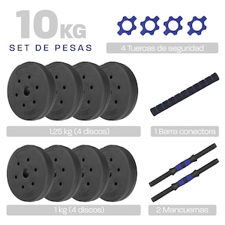 Foto 2 | Mancuerna con Peso Ajustable Altera Astral-10k C/ Discos de Cemento Intercambiables 10kg Azul