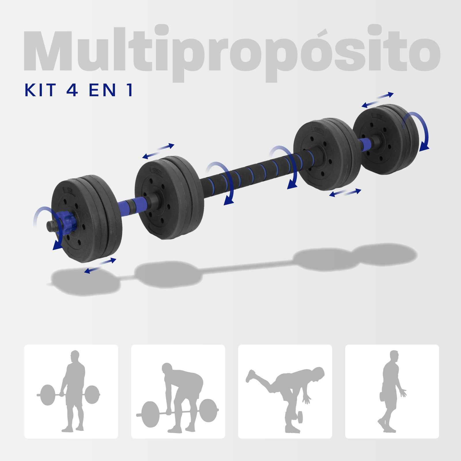 Foto 5 pulgar | Mancuerna con Peso Ajustable Altera Astral-10k C/ Discos de Cemento Intercambiables 10kg Azul