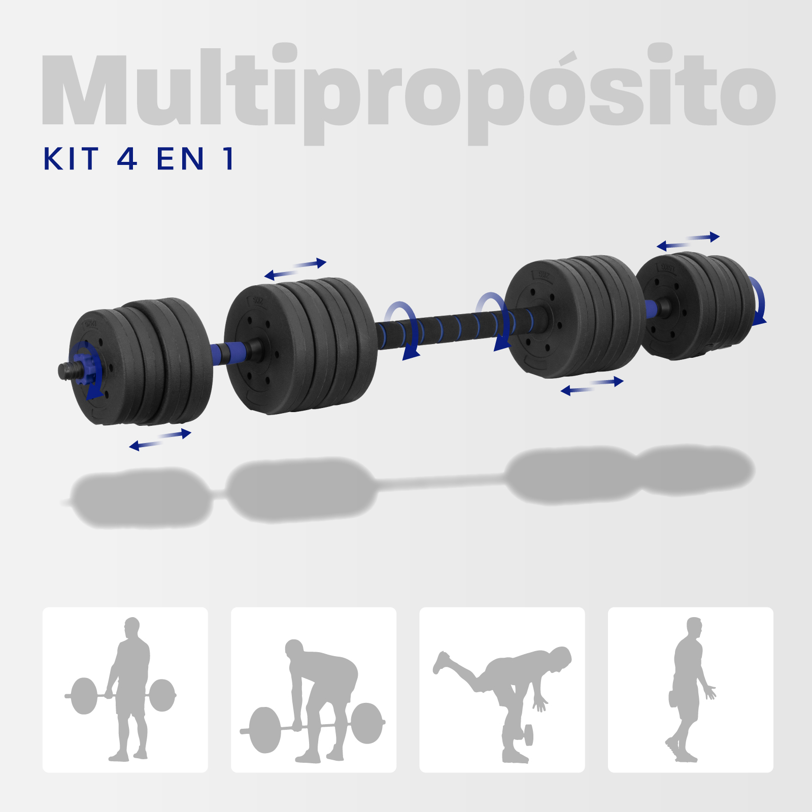 Foto 4 | Mancuerna con Peso Ajustable Altera Astral-40K con Discos de Cemento Intercambiables 40KG color Azul