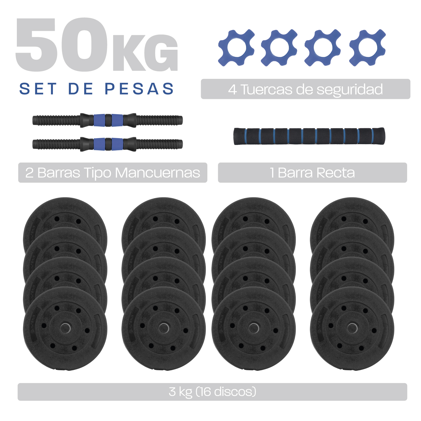 Foto 3 pulgar | Set de Mancuernas Ajustables Altera Astral-50k con Discos Intercambiables de 50kg