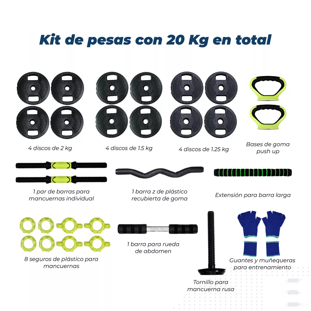 Foto 4 pulgar | Kit Set de Mancuernas Ajustables Eo Safe Imports ESI-11767 20 kg 29 Piezas