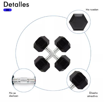 Foto 4 pulgar | Par De Mancuernas Hexagonales Wünd 15 Lb/6.8 Kg Cubierta Caucho Color Negro