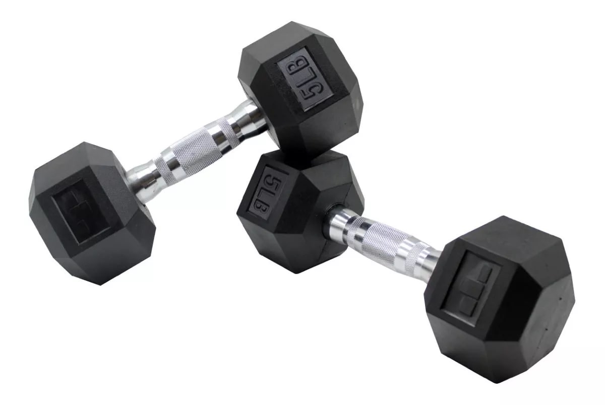 Set de Mancuernas Yim Sports Hexagonales Negras 5 Lb C/U 2 Piezas $449