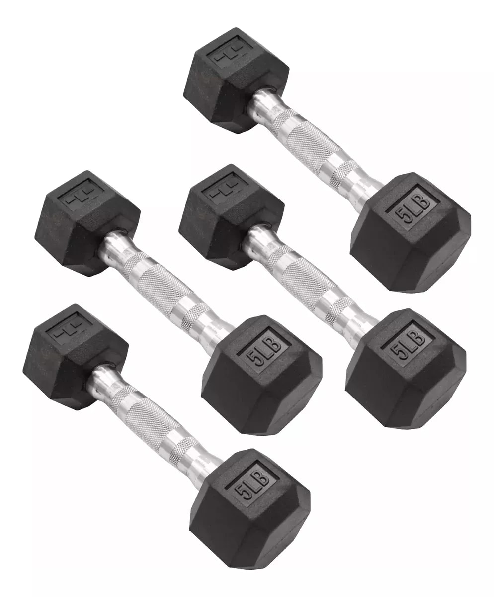 Set De Mancuernas Yim Sports Hexagonales Negro 5 Lb 2.26 Kg C/u $699