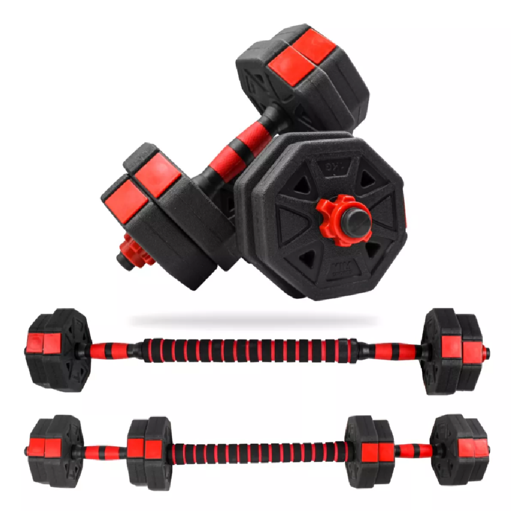 Foto 2 pulgar | Kit Set de Mancuernas Yim Sports Ajustables Pesas Discos Hexagonales Rojo 15kg