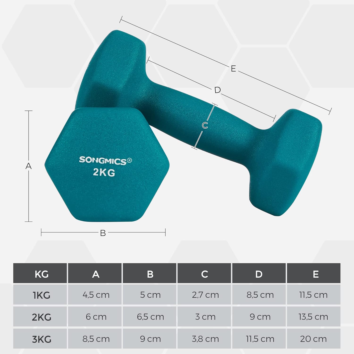 Foto 7 pulgar | Juego de Mancuernas Songmics MSYL612GN de 1 kg - 2 kg - 3 kg + Soporte