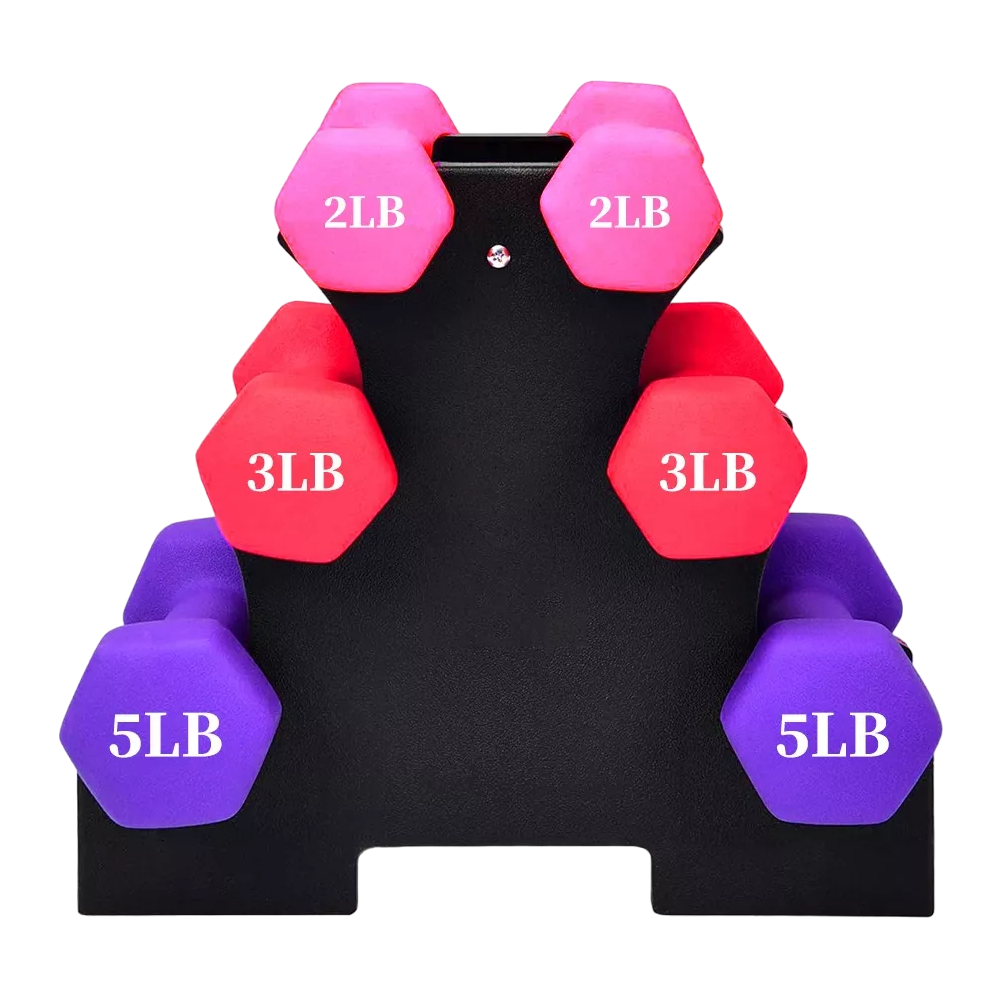 Foto 2 pulgar | Set de Mancuernas Belug Multicolor 20 Lb Vinil 3 Pares con Rack