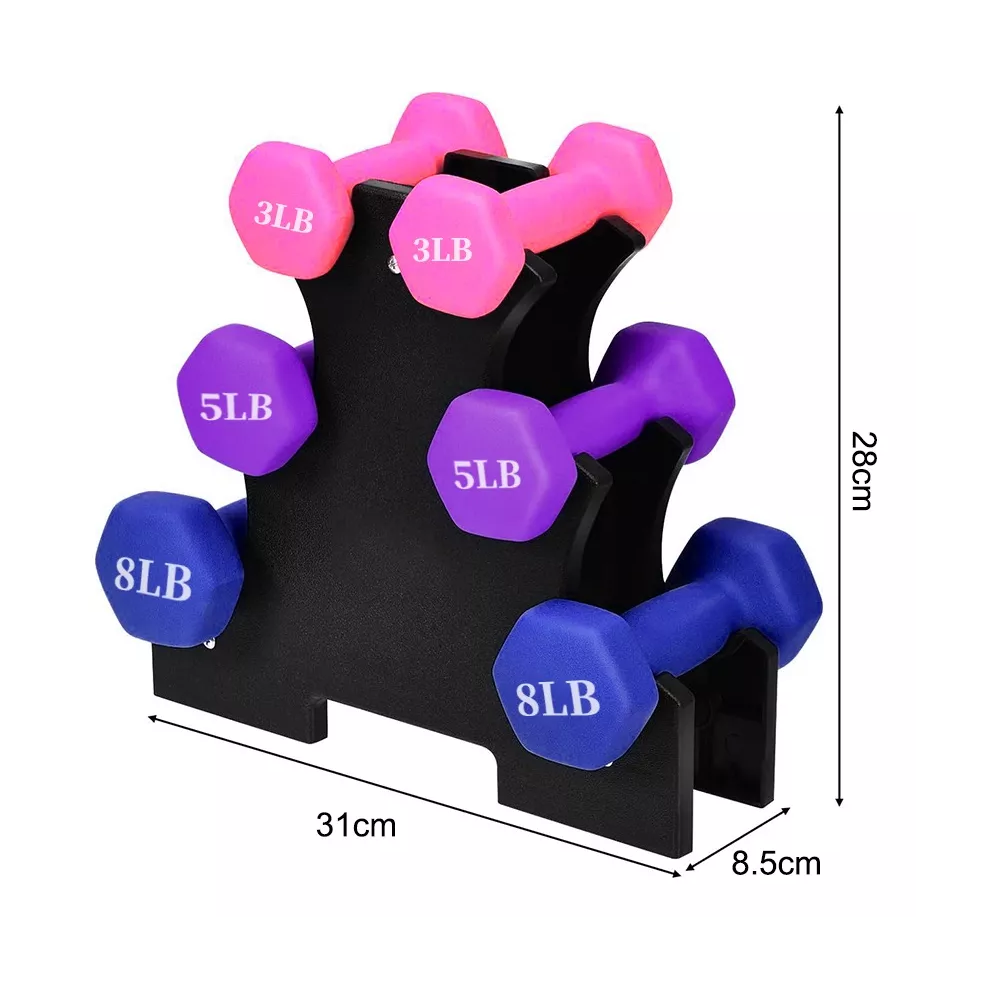 Foto 3 pulgar | Set de Mancuernas Belug Multicolor 32 Lb Vinil 3 Pares con Rack