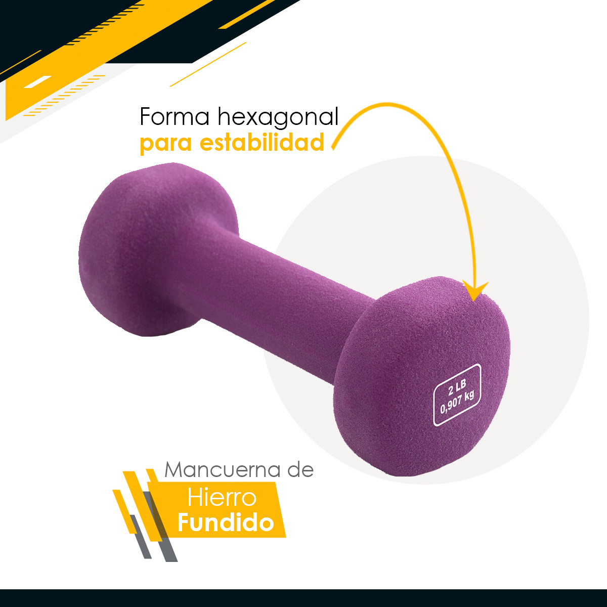 Foto 4 pulgar | Mancuerna Hexagonal Zynergy 2 Libras / 0.90 kg CU de Neopreno 1 Pieza