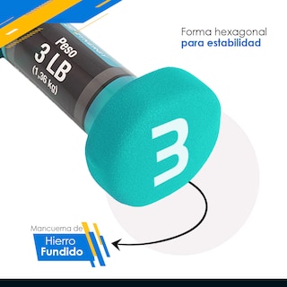Foto 3 | Mancuernas Hexagonales Zynergy 3 Libras C/U de Neopreno 1 Par