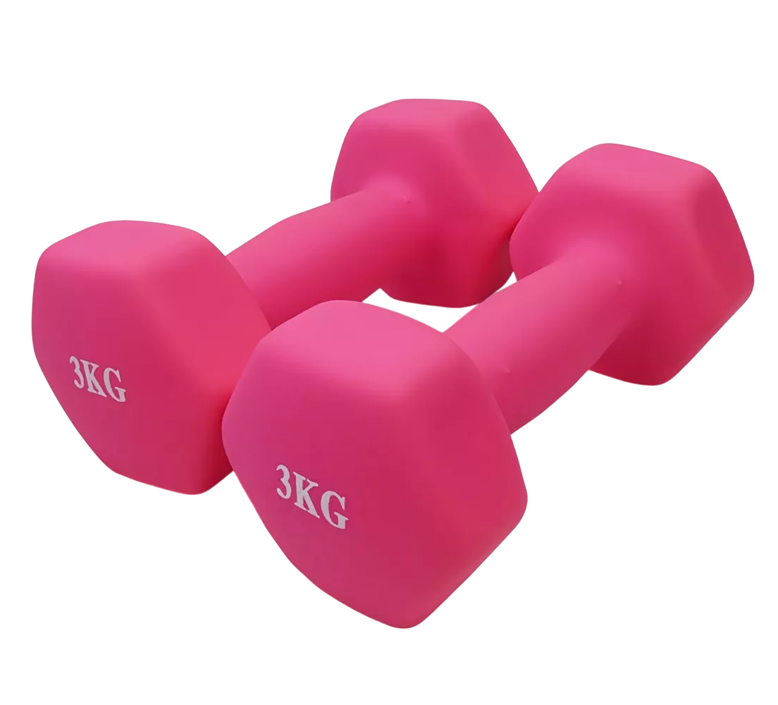 Mancuerna Pesa 3 Kg Gym Entrenamiento Kit 2 Piezas Rosa