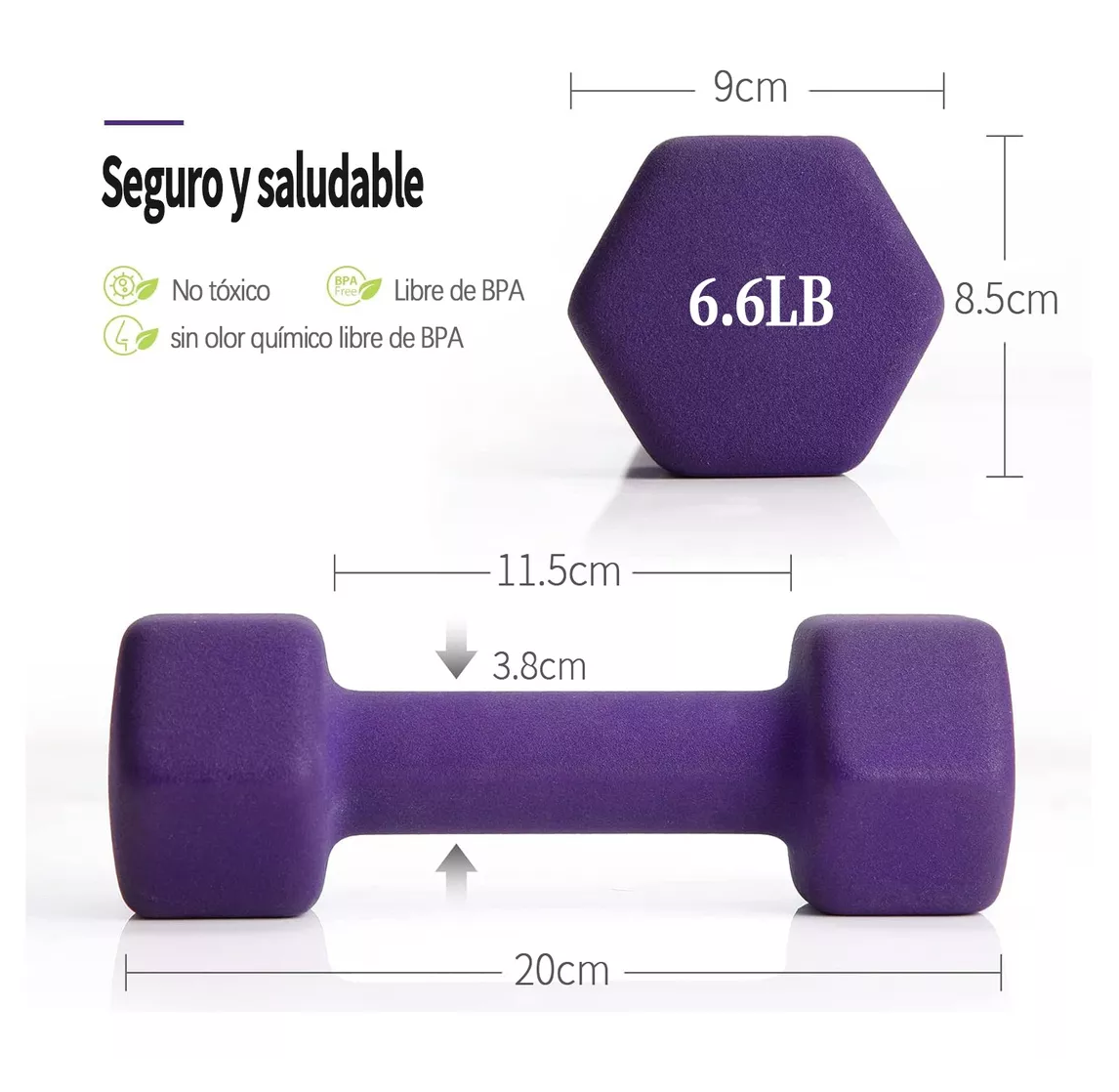 Foto 3 pulgar | Mancuerna Pesa Ejercicio 3 Kg Kit Fitness Yoga Gym Morado