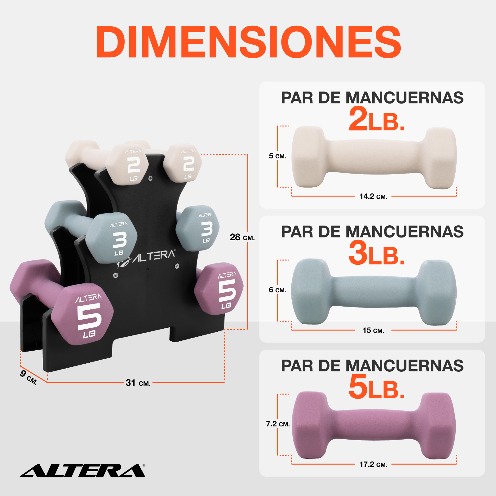 Foto 4 pulgar | Mancuernas 20 Libras Altera Set De 6 Pesas Para Ejercicio