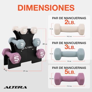 Foto 3 | Mancuernas 20 Libras Altera Set De 6 Pesas Para Ejercicio