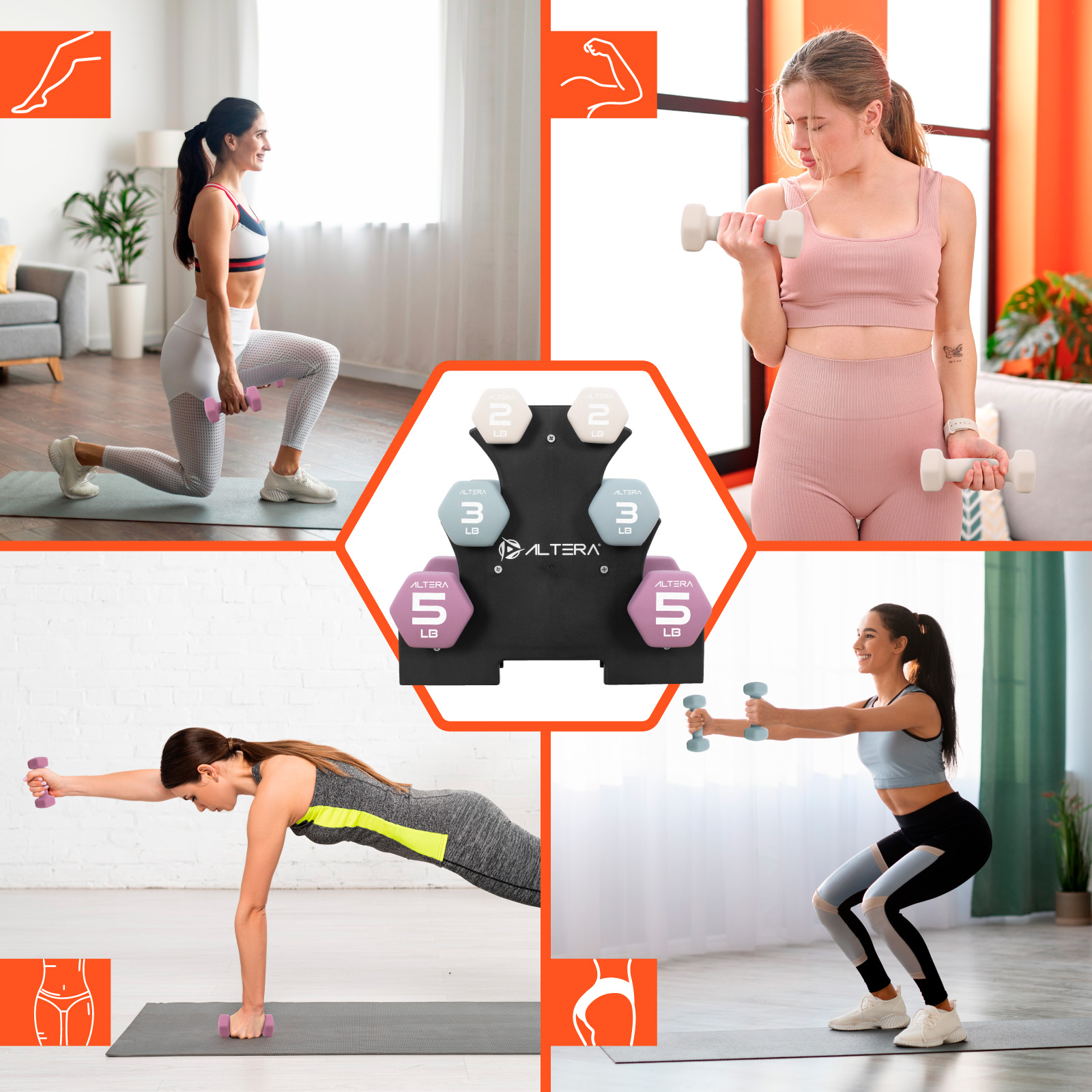 Foto 4 | Mancuernas 20 Libras Altera Set De 6 Pesas Para Ejercicio