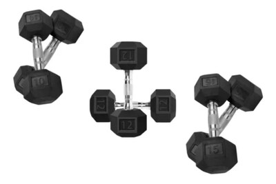 Foto 1 | Set de 3 Pares de Mancuernas Kevinbro Hexagonales 10 / 12 / 15 Libras