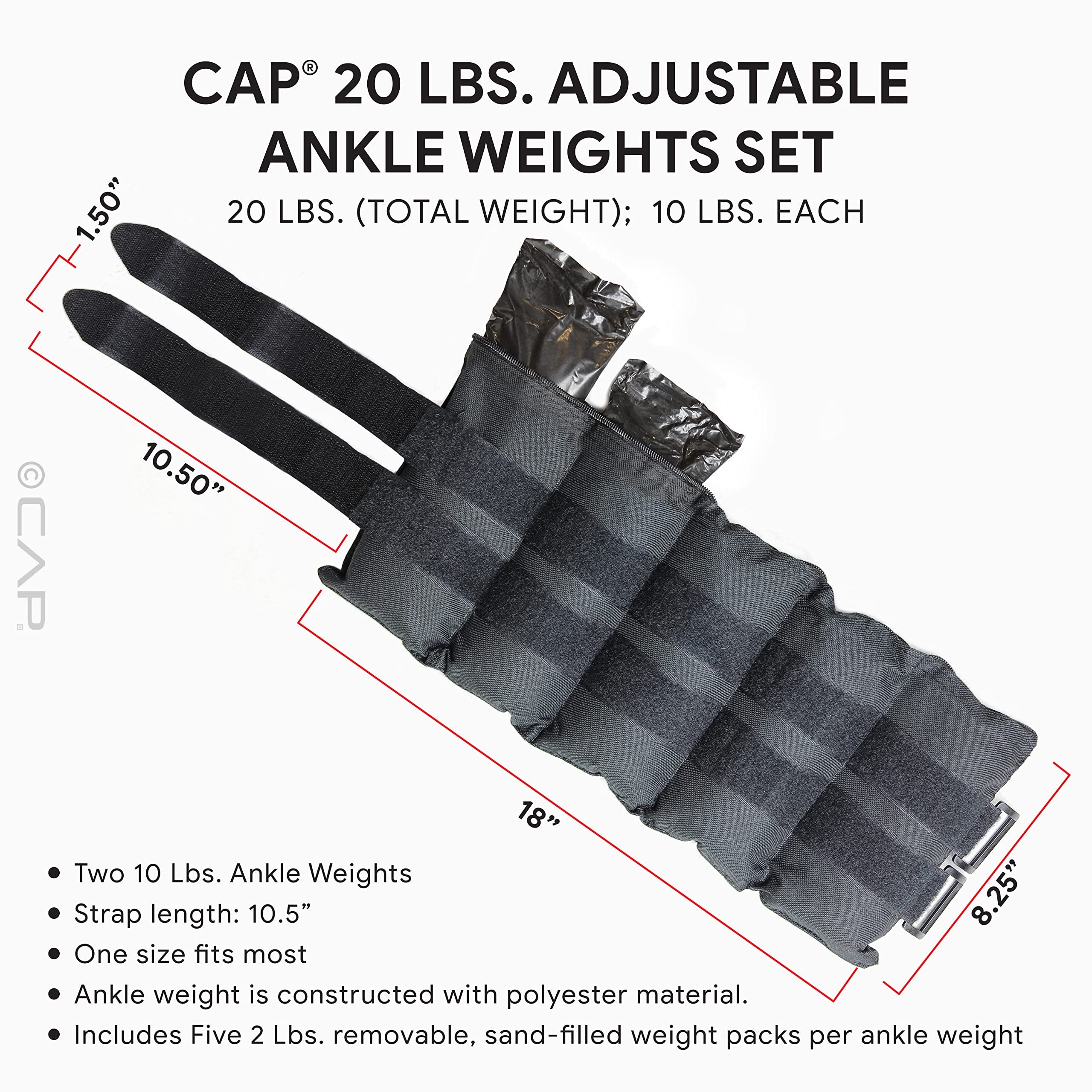 Foto 7 pulgar | Pesas para Tobillo Cap Barbell Hha-cb020a1 9,07 Kg Negro - Venta Internacional