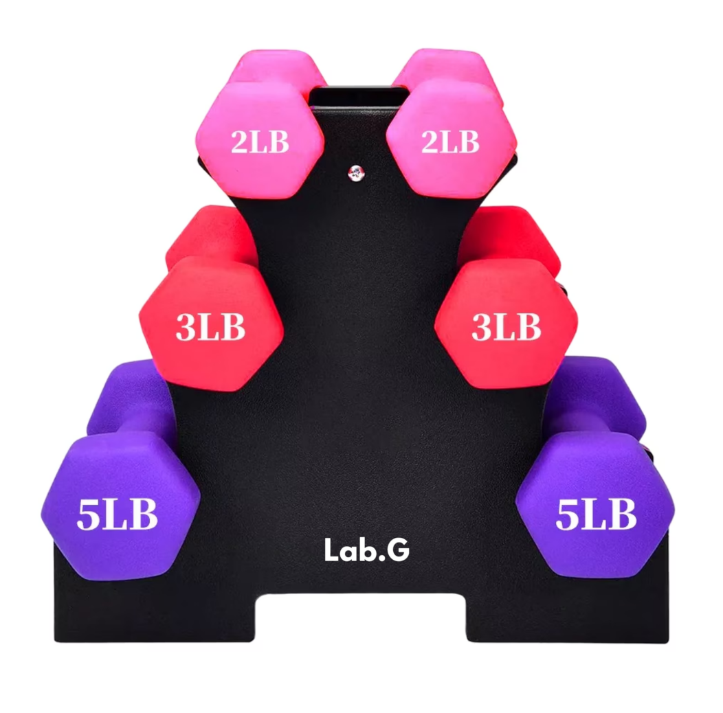 Set de Mancuernas Vinil con Soporte 20 Lb en Total