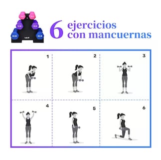 Foto 4 | Set de Mancuernas Vinil con Soporte 20 Lb en Total