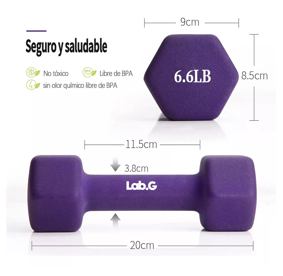 Foto 3 pulgar | Mancuerna Lab.g 3 Kg Morado