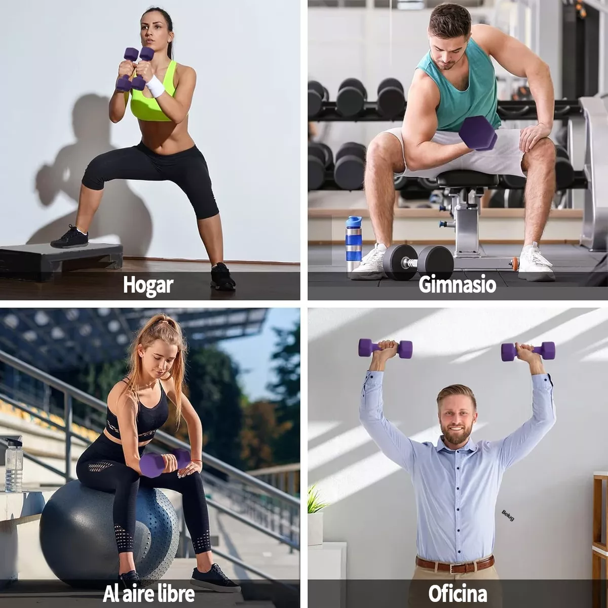 Foto 5 pulgar | Mancuerna Pesa Ejercicio 3 Kg Kit Fitness Yoga Gym, Belug Morado