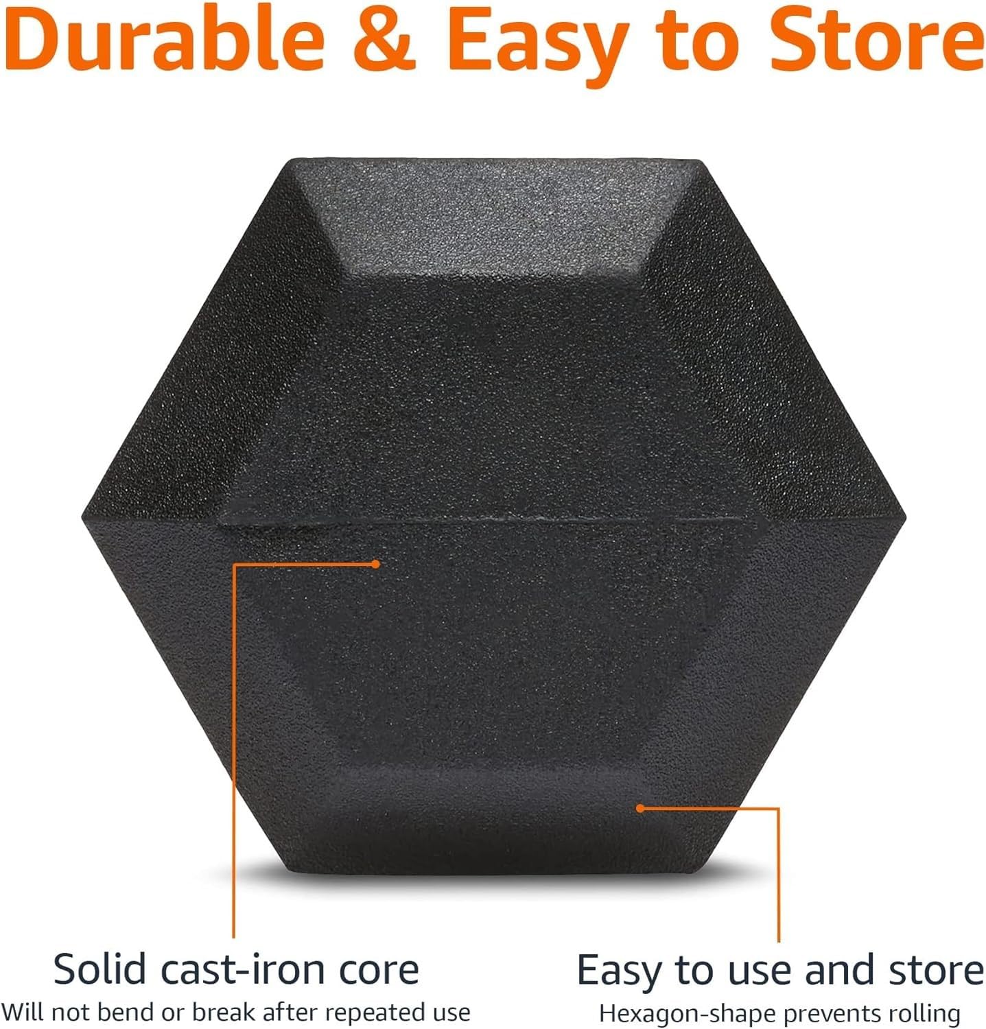 Foto 4 pulgar | Mancuerna Amazon Basics De Goma Hexagonal De 9,07 Kg, Color Negro - Venta Internacional.