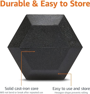 Foto 3 | Mancuerna Amazon Basics De Goma Hexagonal De 9,07 Kg, Color Negro - Venta Internacional.