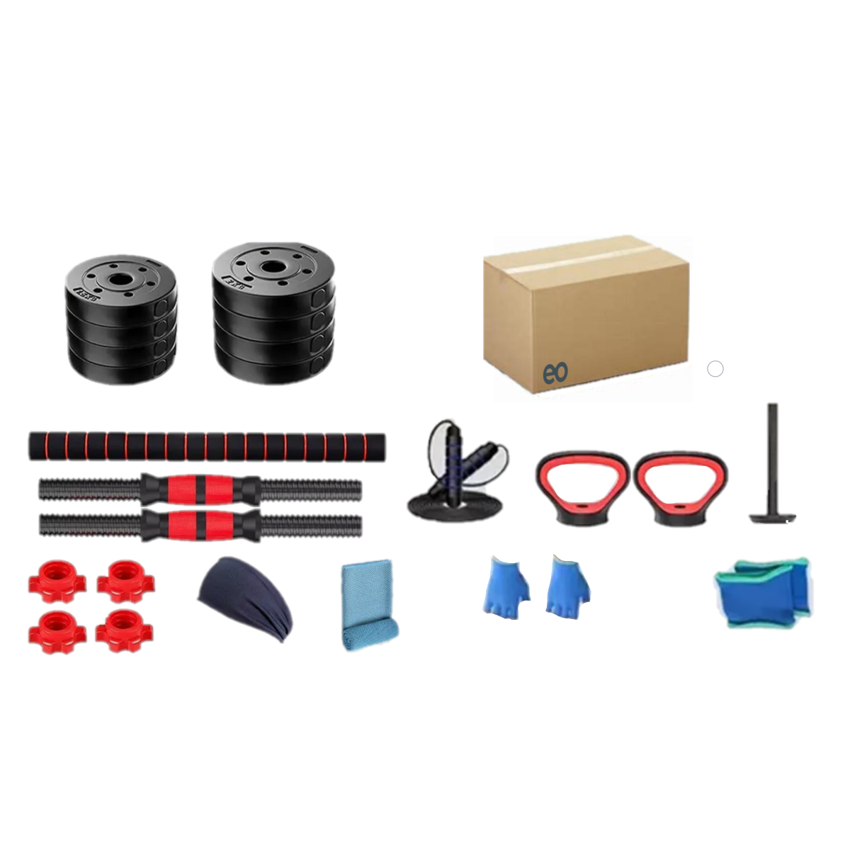 Foto 2 pulgar | Kit Ajustables 10kg Mancuernas Pesas Barra Recta Eo Safe Imports Esi-19967 Negro