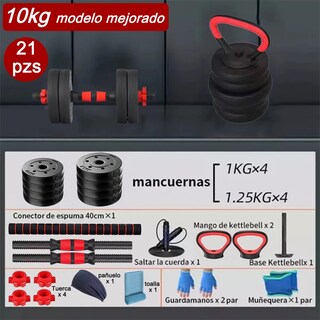 Foto 2 | Kit Ajustables 10kg Mancuernas Pesas Barra Recta Eo Safe Imports Esi-19967 Negro