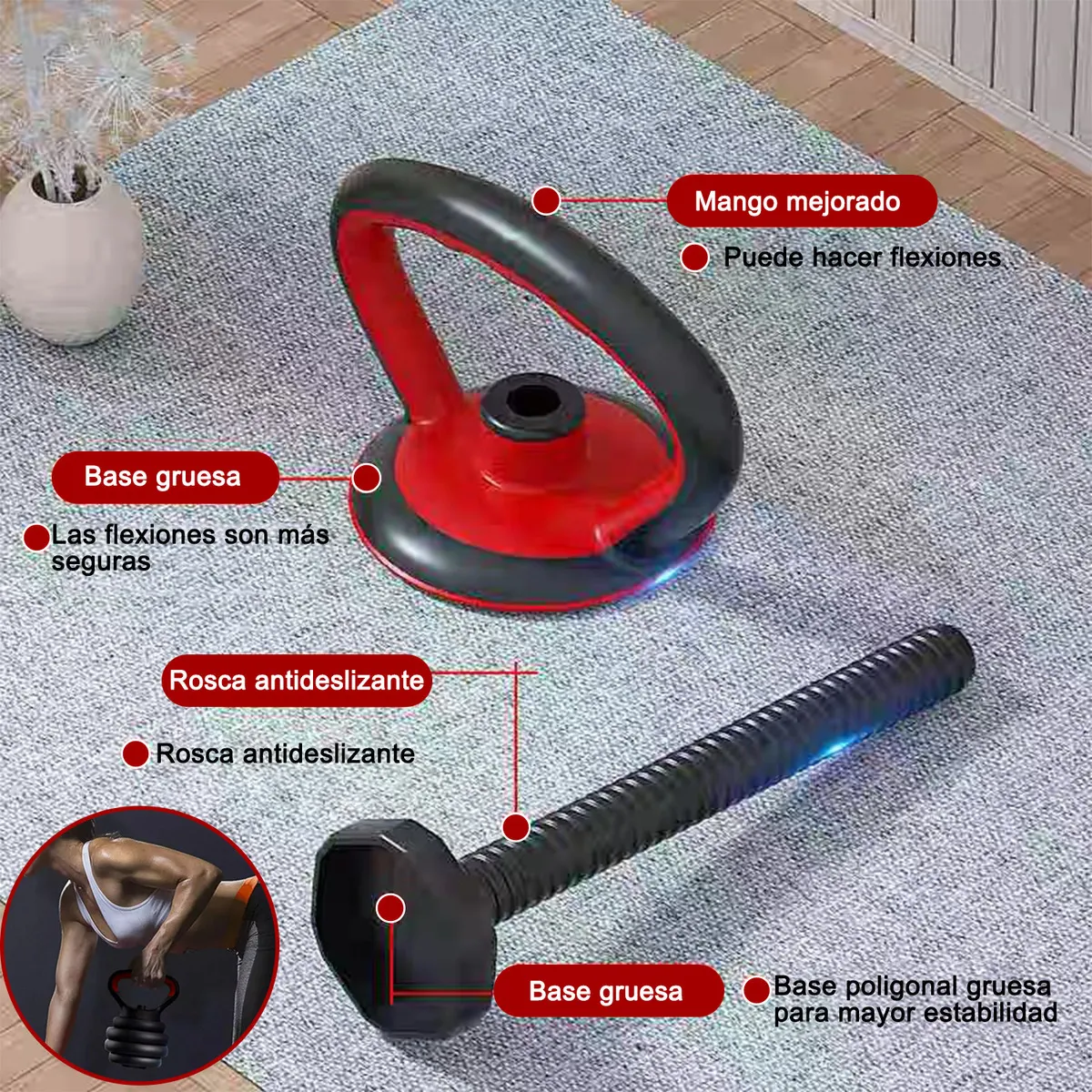 Foto 5 pulgar | Kit Ajustables 10kg Mancuernas Pesas Barra Recta Eo Safe Imports Esi-19967 Negro
