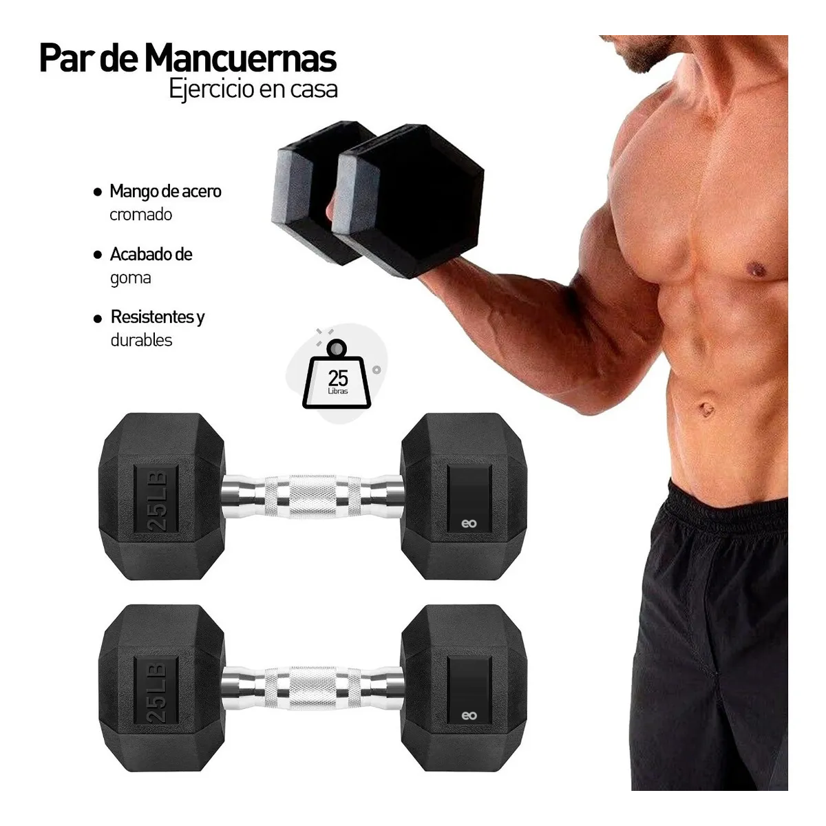 Foto 3 pulgar | Mancuernas Eo Safe Imports 25 lb 2 Piezas