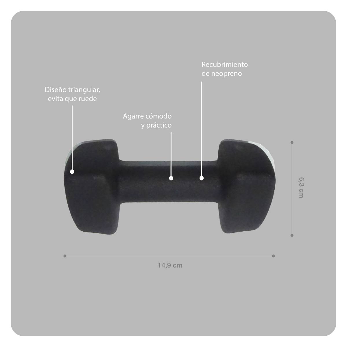 Foto 3 pulgar | Mancuerna Para Gym Bodytrainer 1 Kg De Neopreno Negra