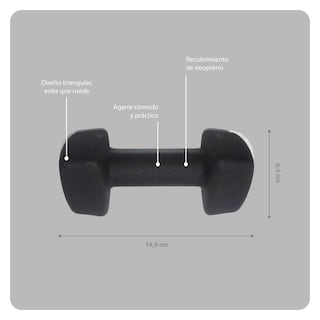 Foto 2 | Mancuerna Para Gym Bodytrainer 1 Kg De Neopreno Negra