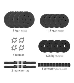 Foto 5 | Set Mancuernas Altera Barra Ajustable 20kg Total Pesas Disco Lab.g Negro