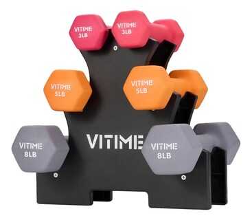 Foto 1 | Juego De Mancuernas Vitime 1.6 2.3 3.6 Kg Con Soporte Multicolor