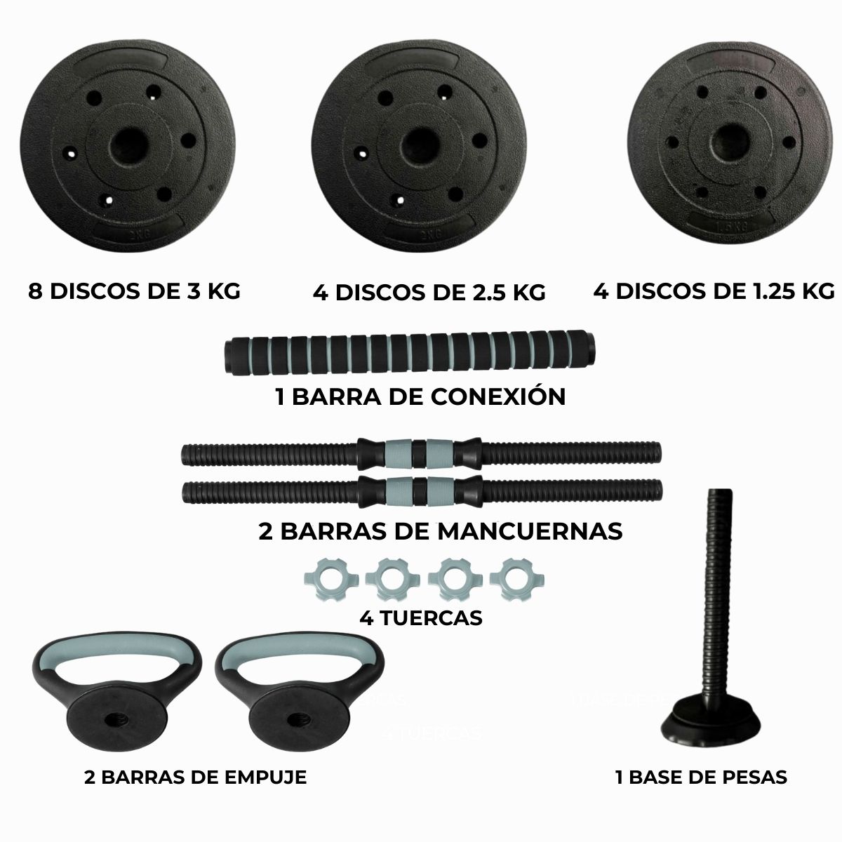 Foto 2 | Set De Mancuernas Bywell Multifuncional Y Ajustables De 40kg Negro