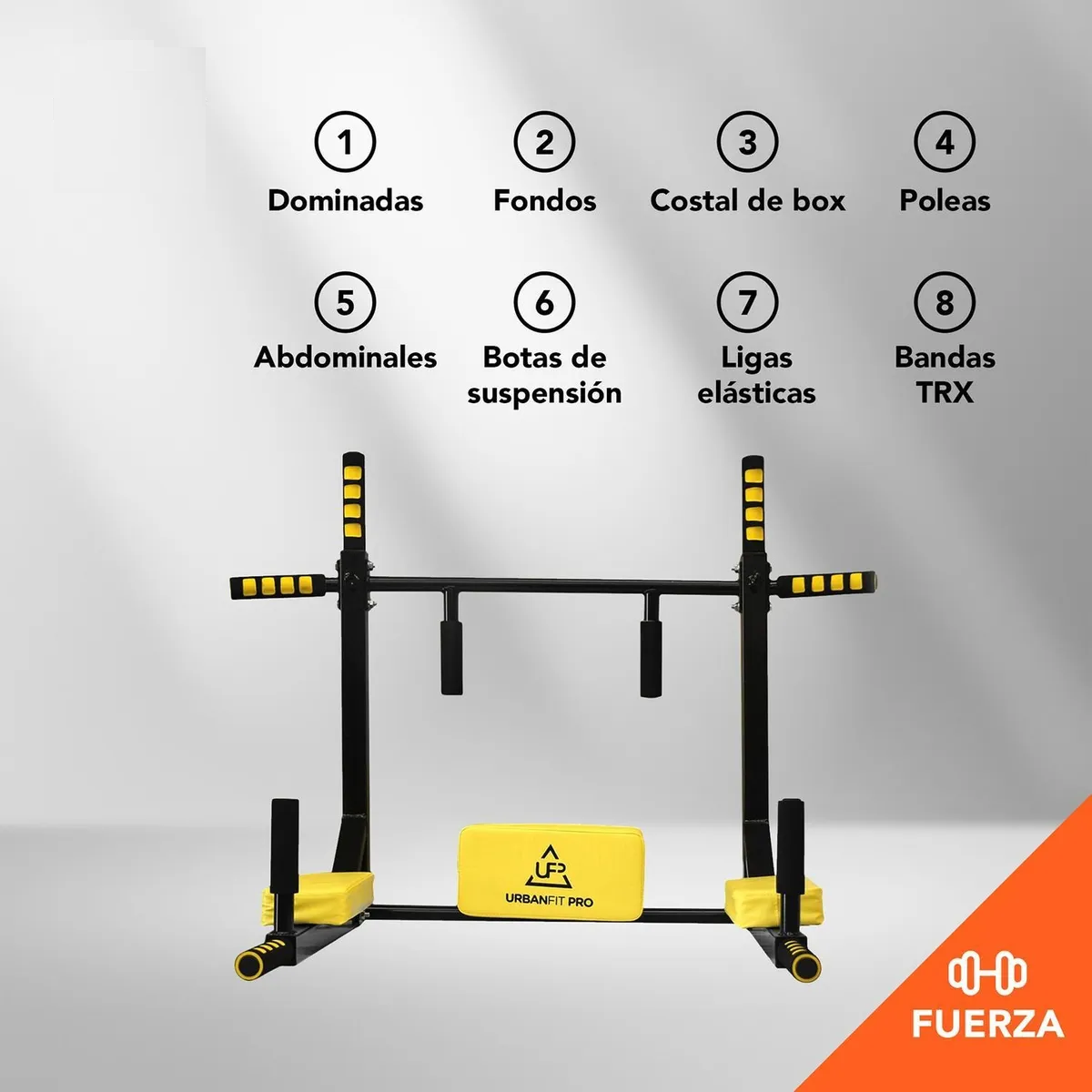 Foto 3 pulgar | Barra Para Dominadas Uso Rudo UrbanFit Pro Amarillo