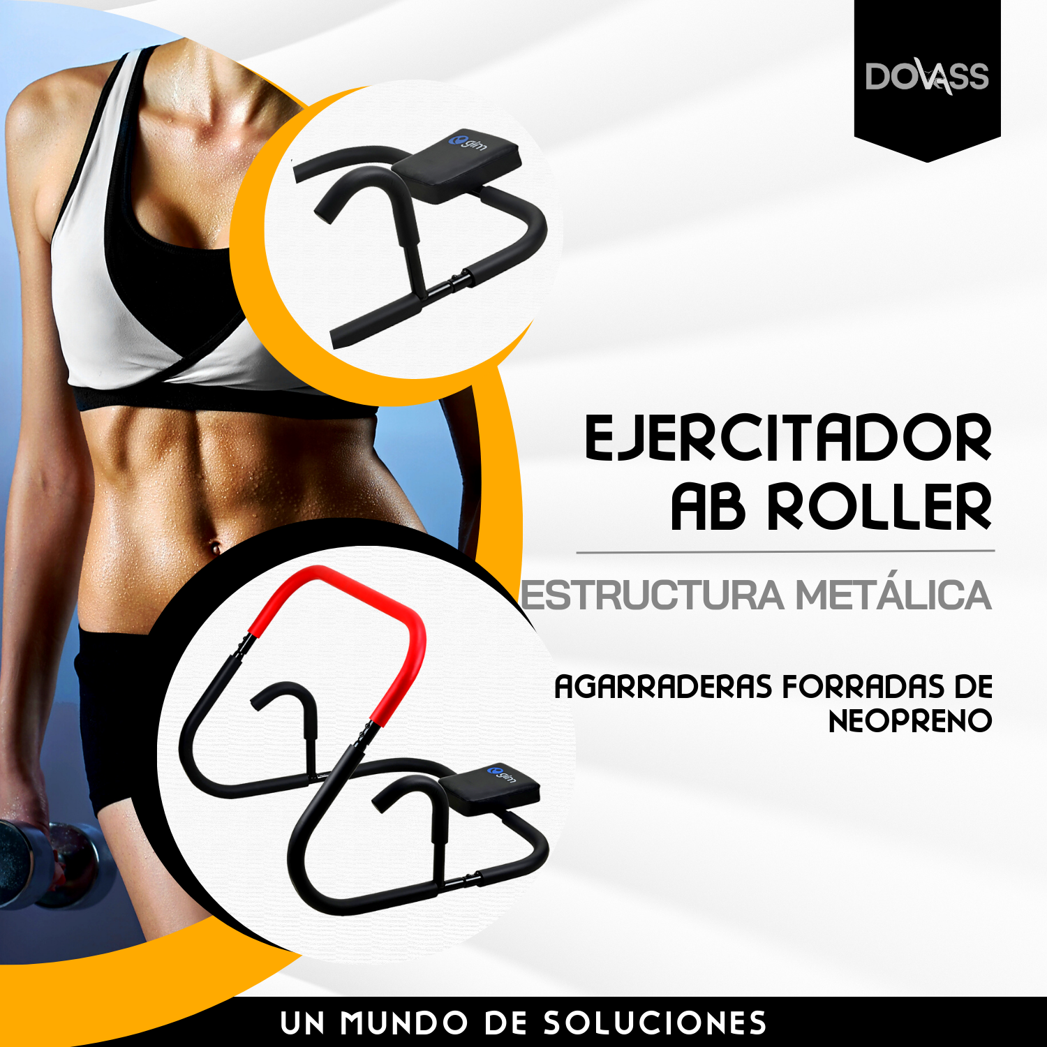 Foto 8 pulgar | Ejercitador Ab Roller 61.5x61.5x60cm Estructura Metálica Agarraderas Forradas De Neopreno Gim Color Negro