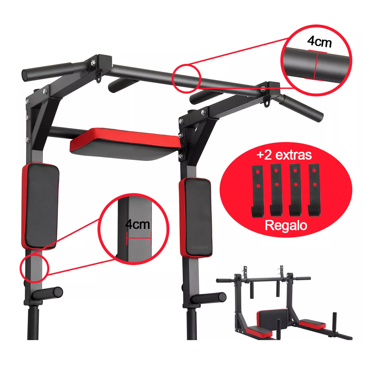 Foto 3 pulgar | Barra 8 en1 Dominadas en Pared Gym Multifuncional Eo Safe Imports Esi-9165 Multicolor